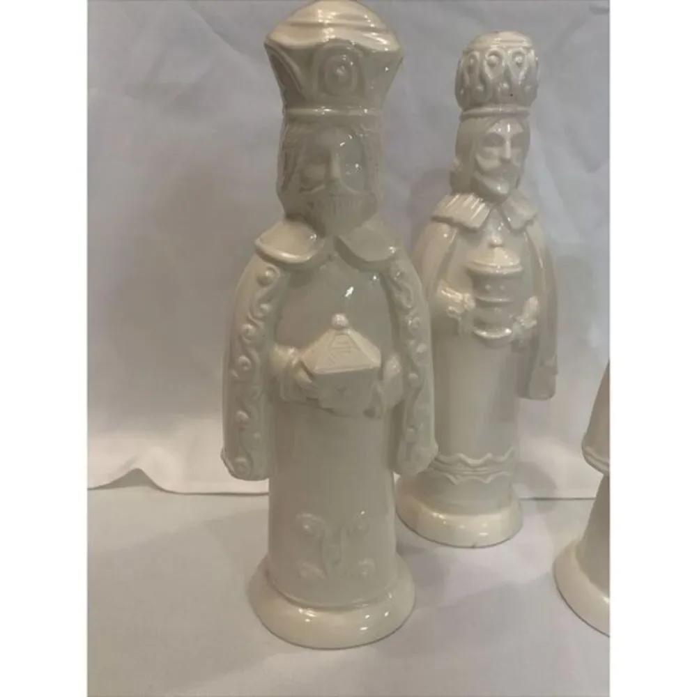 Three Wise Men Set of‎ 3 Ceramic Ivory Glazed Figures Christmas Decor MCM 11-10